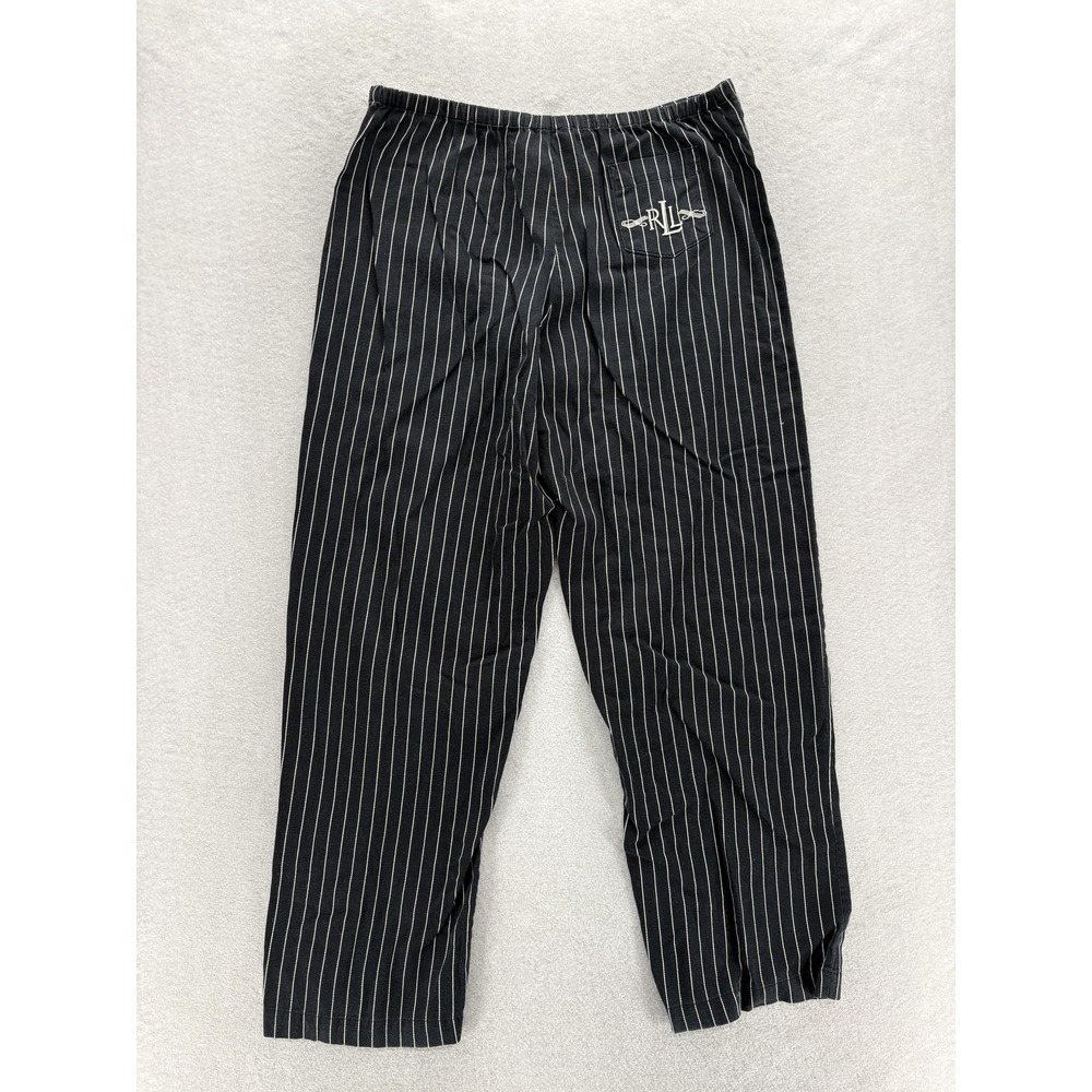 Lauren Essentials Pajama Pants Womens M Black Striped Cotton Light Purple Label - Picture 11 of 12